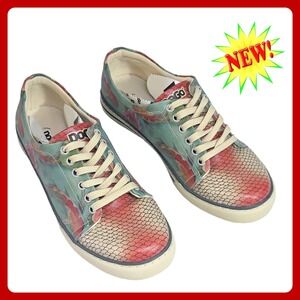 Dogo Koi Fish Lotus Sneakers Womens US 7 EU 38 Boho Casual‎ Teal Floral New